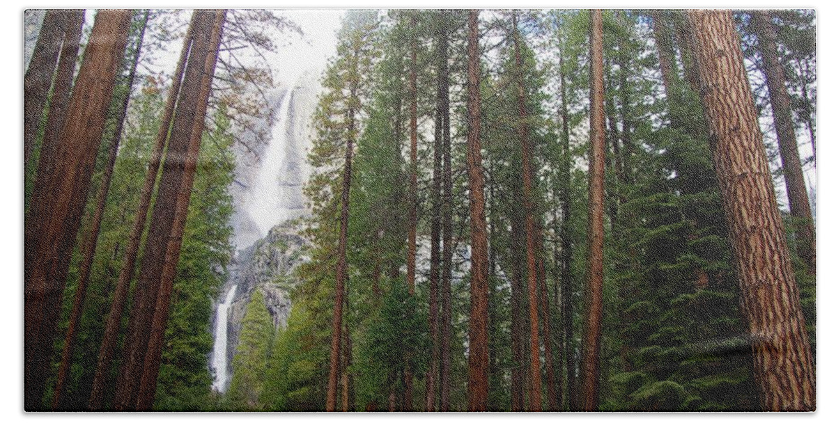 Yosemite Falls Beach Towel featuring the photograph Yosemite Falls B by Phyllis Spoor