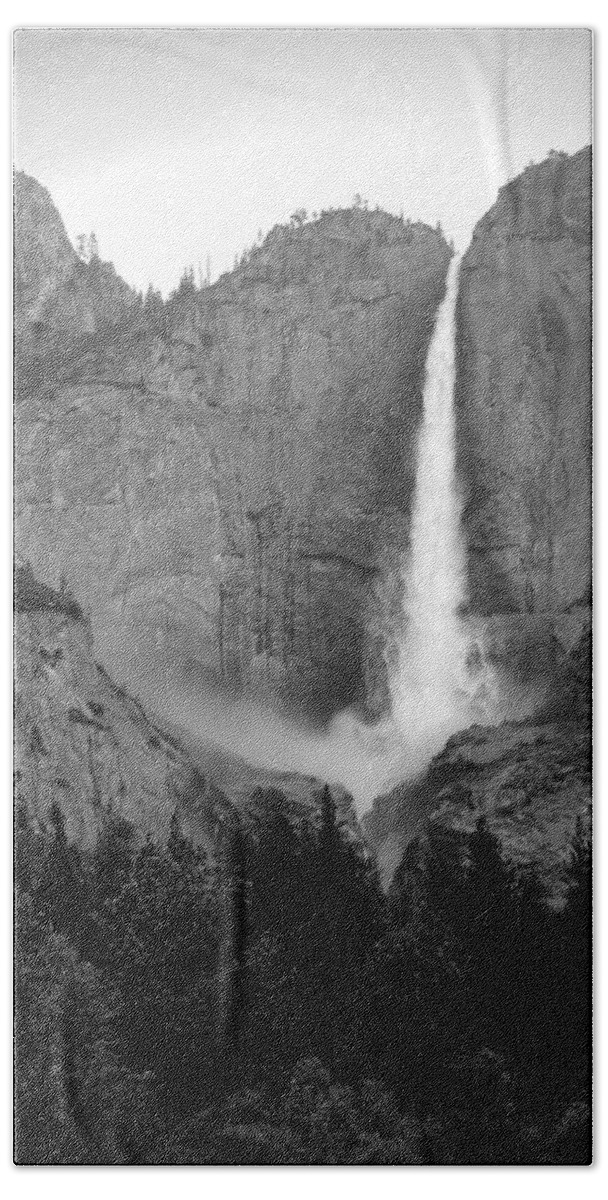 Collectors Gallery Group Beach Sheet featuring the photograph Yosemite Falls Vertical B And W by Joyce Dickens