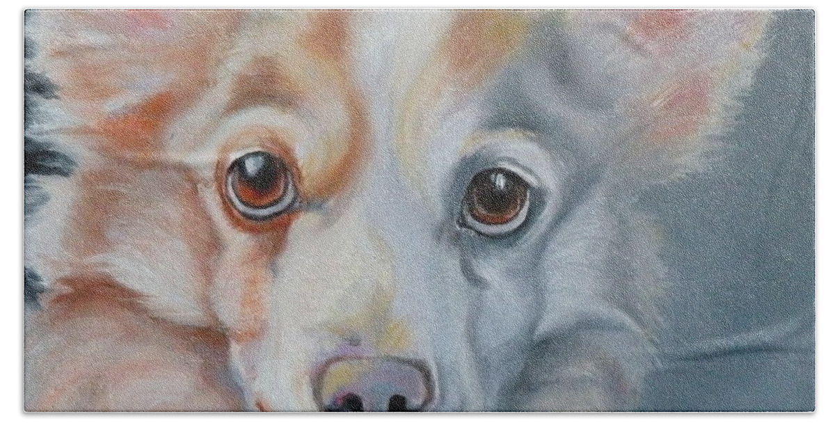  Dog Paintings Beach Sheet featuring the painting You Are All Mine by Susan A Becker