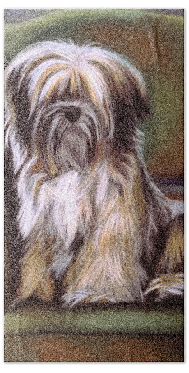 Purebred Beach Sheet featuring the pastel You Are In My Spot Again by Barbara Keith