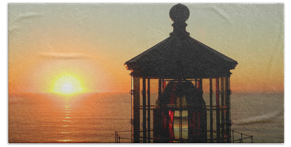 Cape Meares Lighthouse Beach Towel featuring the photograph You Light Up My Life by Gallery Of Hope 