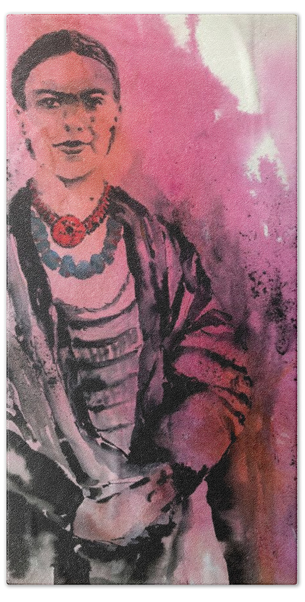 Frida Beach Sheet featuring the painting Young Frida by Tara Moorman