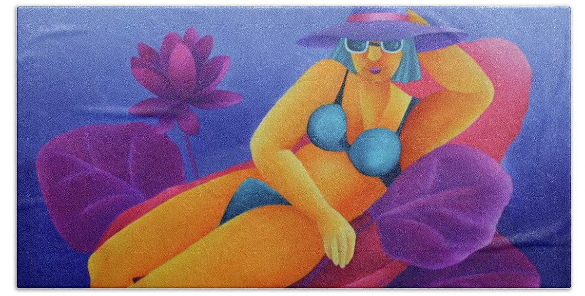 Figurative Beach Towel featuring the painting Young by Karin Eisermann