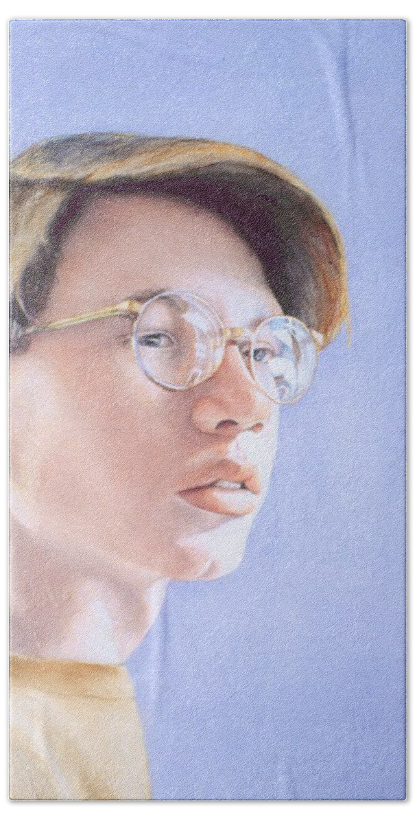Portrait Beach Sheet featuring the painting Young Nate by Barbara Pease