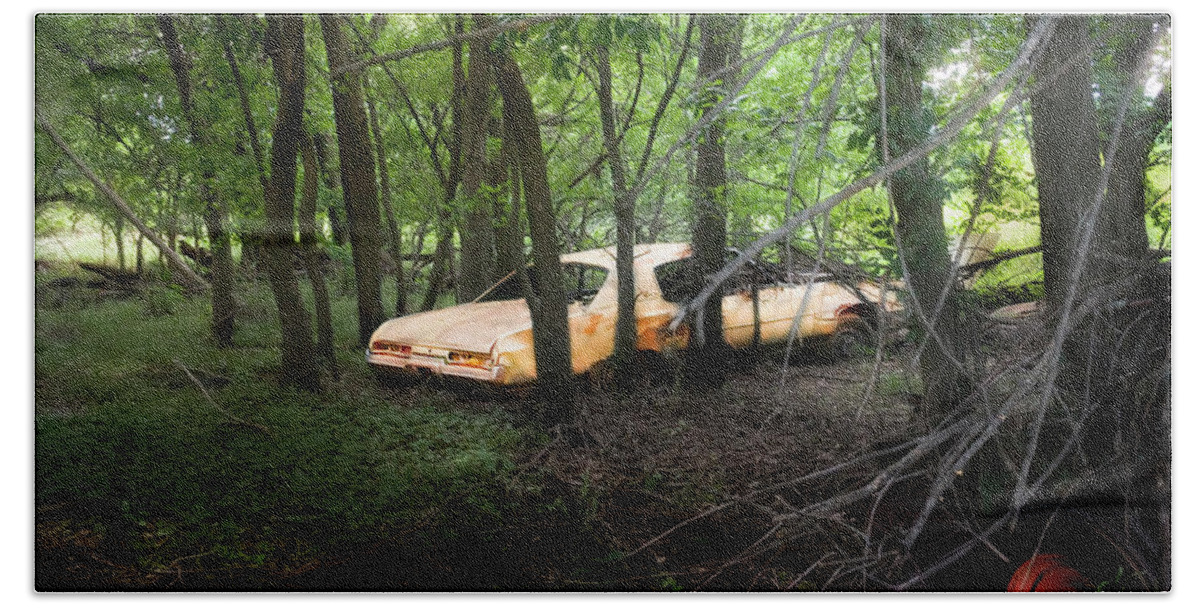 Abandoned Beach Towel featuring the photograph Your automobile gonna fall apart by Micah Offman