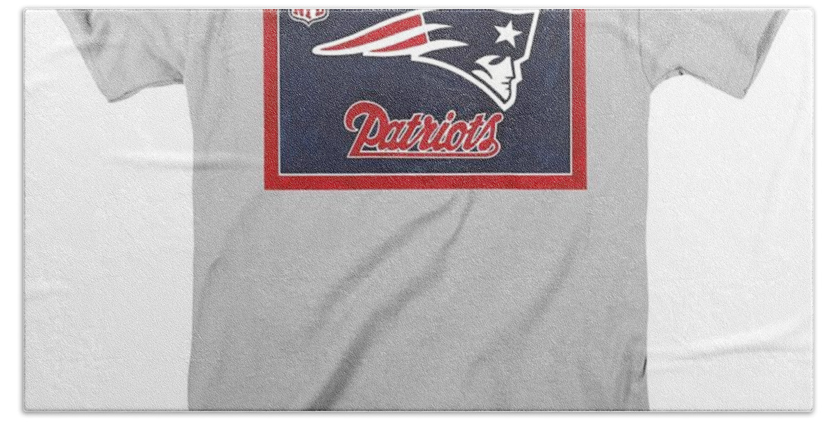  Beach Towel featuring the painting N.E. Patriots Logo by Herb Strobino