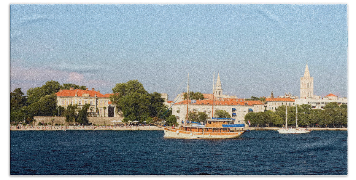 Waterside Scenes Beach Towel featuring the photograph Zadar Waterfront by Sally Weigand