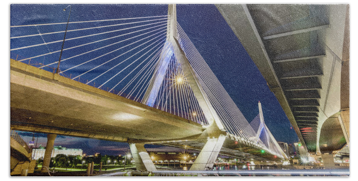 America Beach Sheet featuring the photograph Zakim Bridge From Bridge Under Another Bridge by Val Black Russian Tourchin