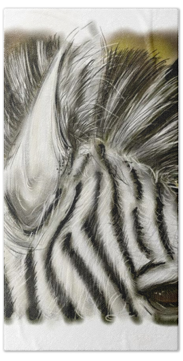 Zebra Beach Towel featuring the digital art Zebra Digital by Darren Cannell