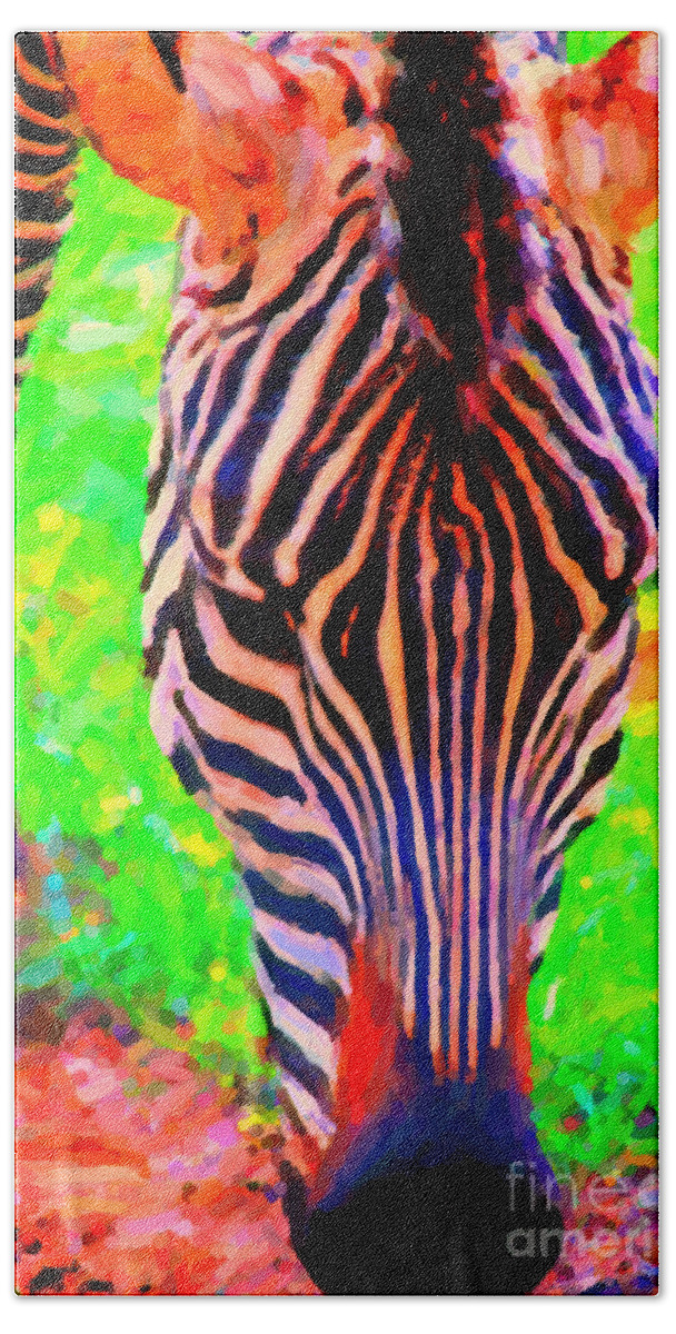 Zebra Beach Towel featuring the photograph Zebra . Photoart by Wingsdomain Art and Photography