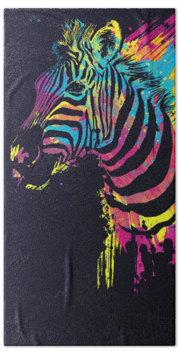 Zebra Beach Towel featuring the digital art Zebra Splatters by Olga Shvartsur