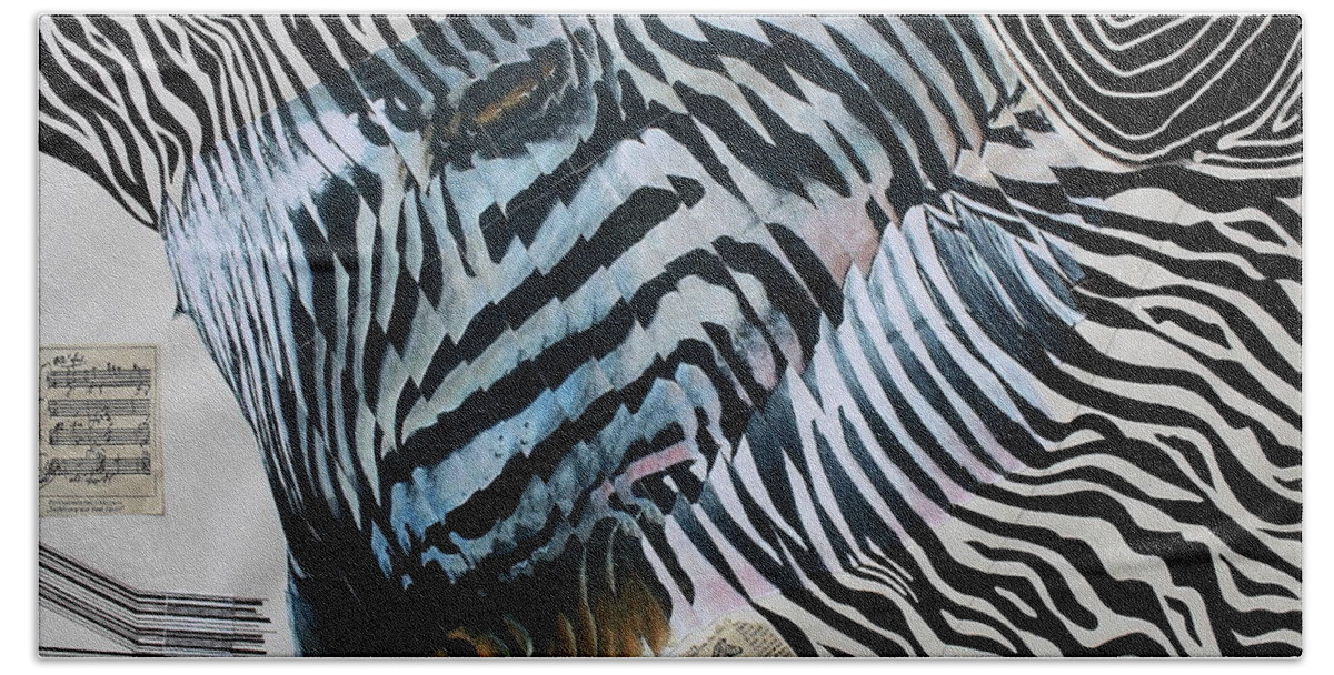 Zebra Beach Sheet featuring the painting Zebratastic by Barbara Teller