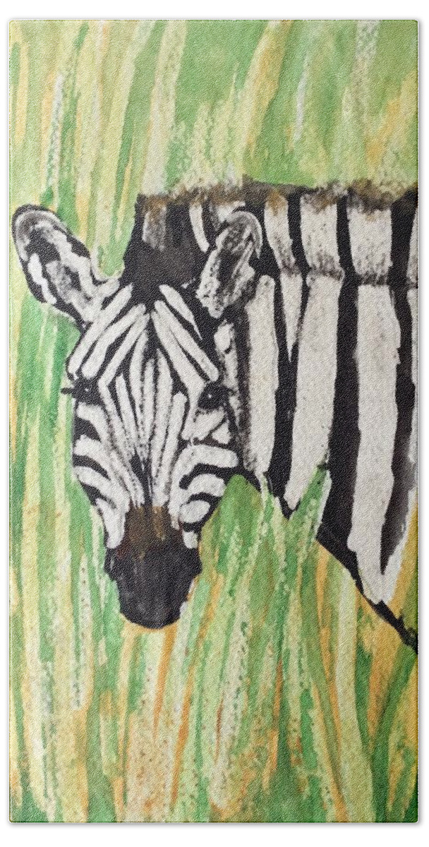 Zebra Beach Towel featuring the painting Zeeb by Elizabeth Mundaden