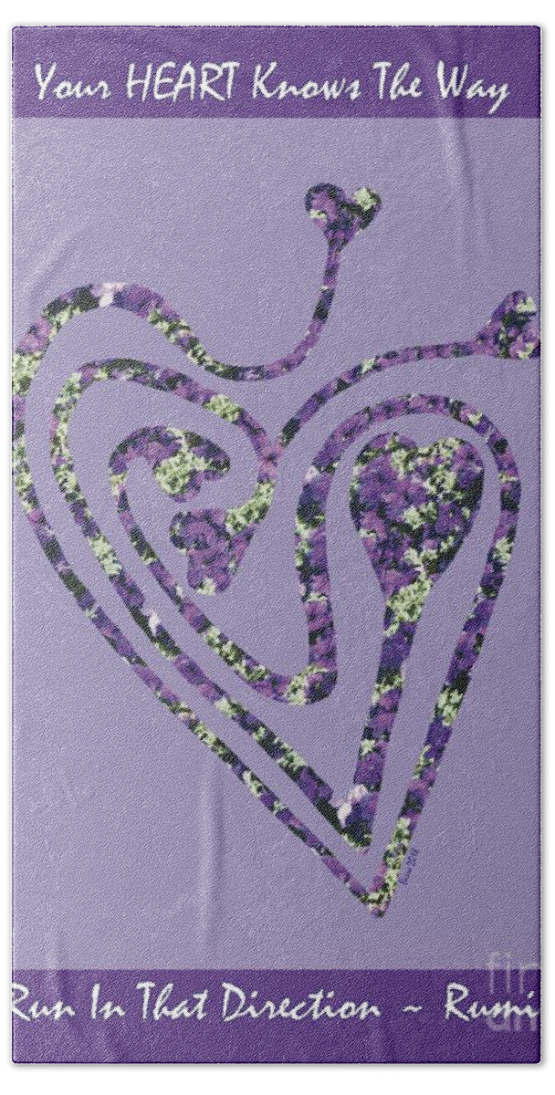 Heart Beach Sheet featuring the photograph Zen Heart Labyrinth Floral by Mars Besso
