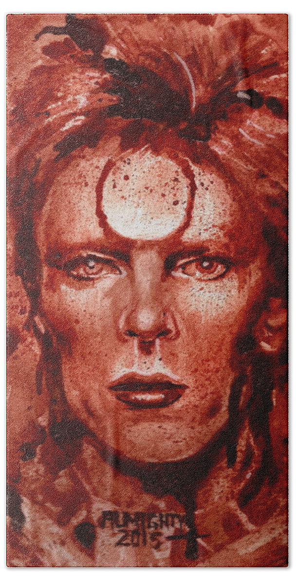 David Bowie Beach Towel featuring the painting Ziggy Stardust / David Bowie by Ryan Almighty