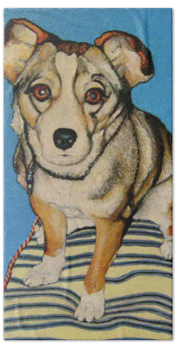 Pet Portrait Beach Towel featuring the painting Ziggy by Tom Roderick