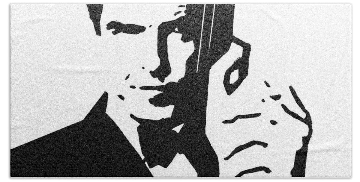 007 Beach Towel featuring the drawing 007 - Pierce Brosnan by Masha Batkova