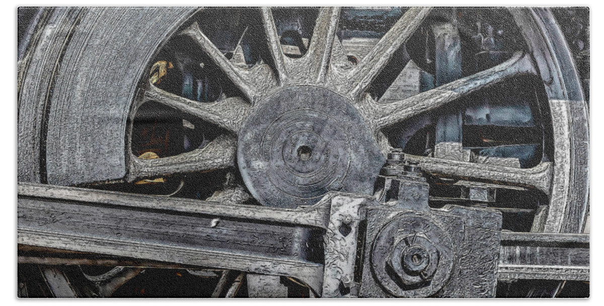 Train Beach Towel featuring the photograph 062 - Locomotive Wheel by David Ralph Johnson
