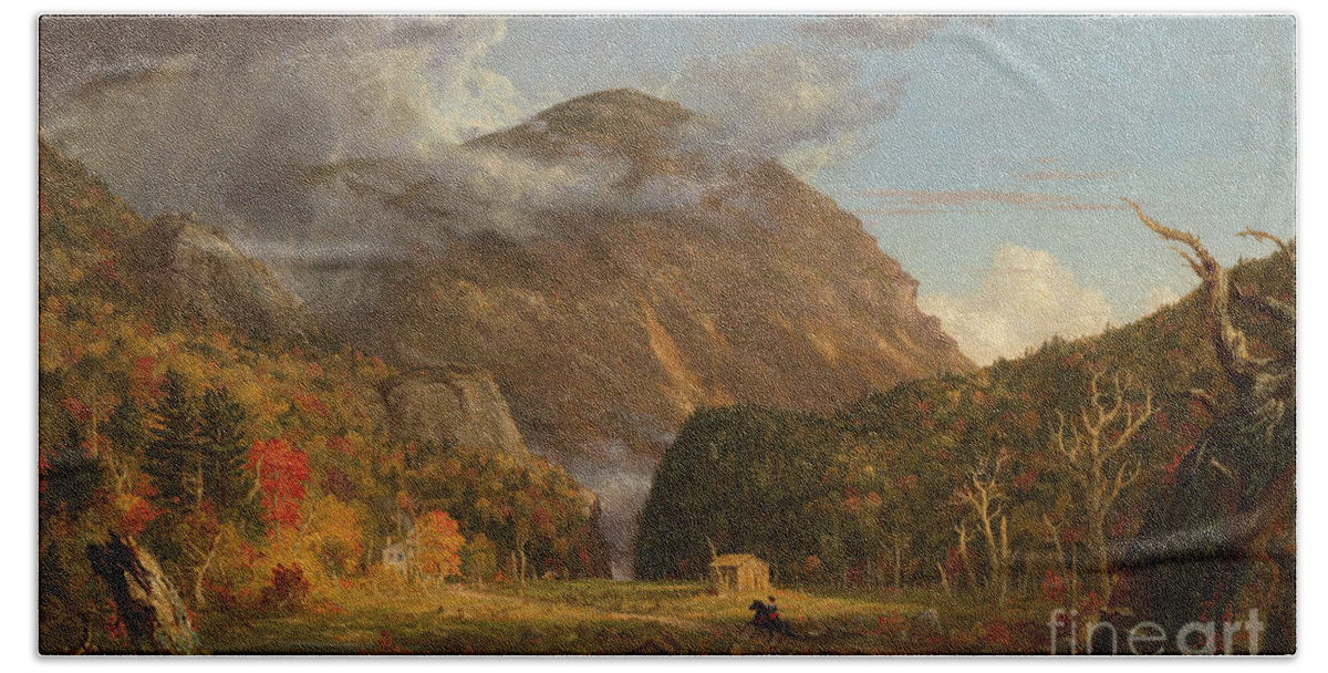 Thomas Cole Beach Towel featuring the painting A View of the Mountain Pass Called the Notch of the White Mountains Crawford Notch by Thomas Cole