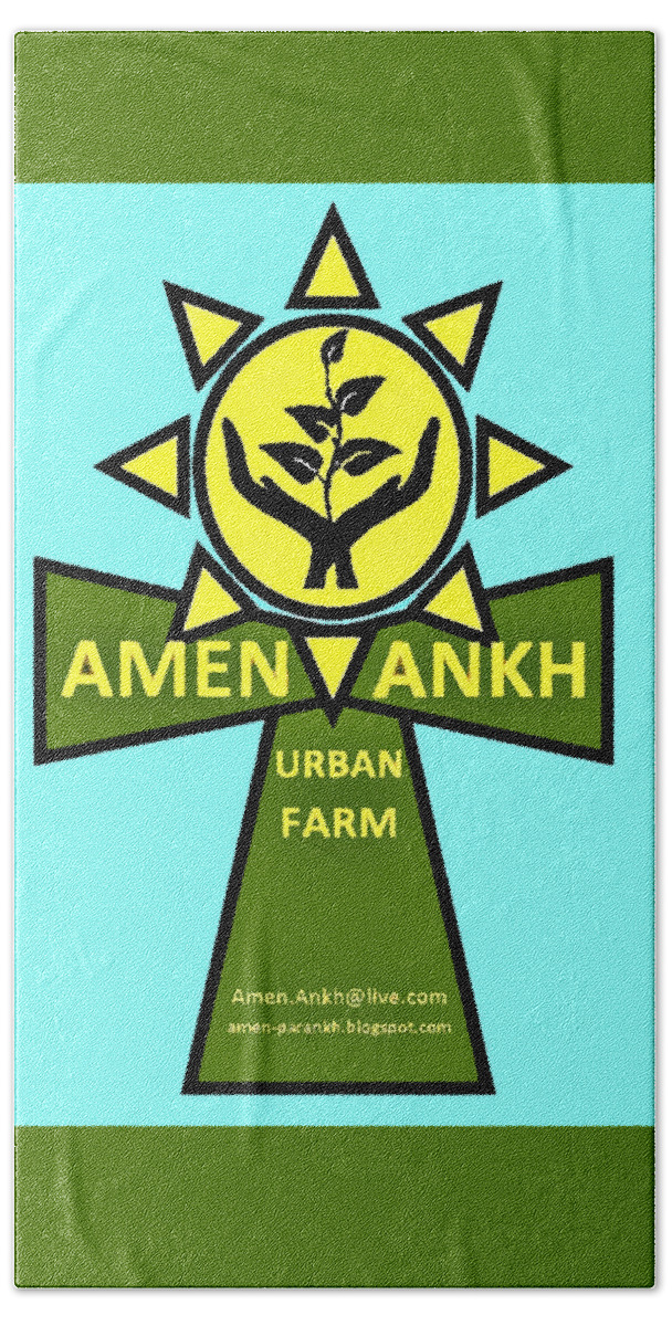 Green Beach Sheet featuring the digital art Amen Ankh #1 by Adenike AmenRa