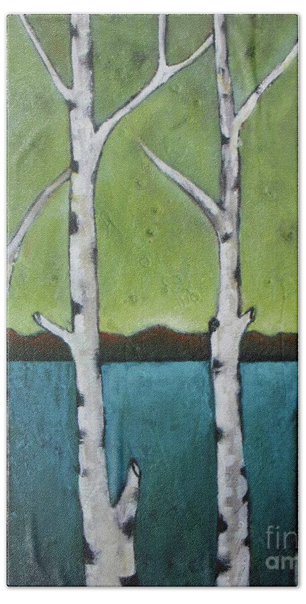 Aspen Beach Towel featuring the photograph Aspen Trees on the Lake #2 by Vesna Antic