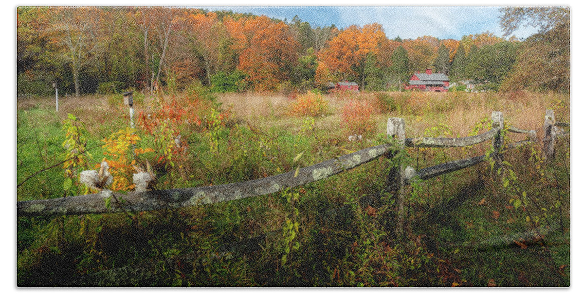 New England Fall Foliage Beach Towel featuring the photograph Autumn Country #1 by Bill Wakeley