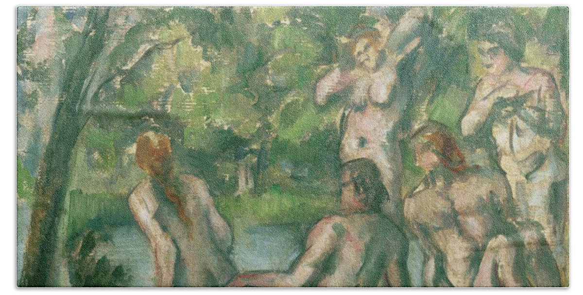 Paul Cezanne Beach Towel featuring the painting Bathers 2 by Paul Cezanne