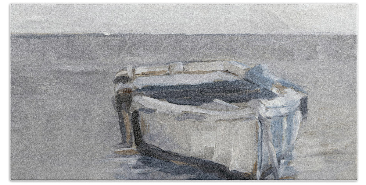 Transportation & Travel+boats Beach Towel featuring the painting Boat On The Horizon IIi #1 by Ethan Harper