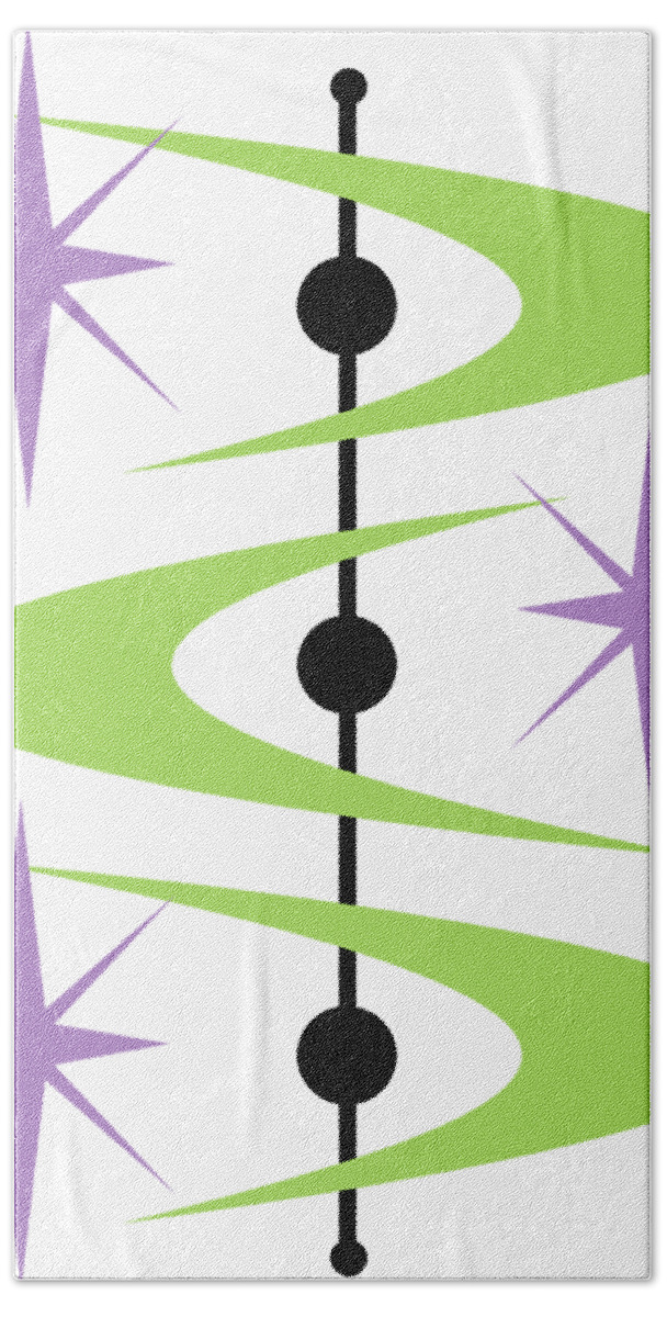 Mid Century Modern Beach Towel featuring the digital art Boomerangs and Stars by Donna Mibus