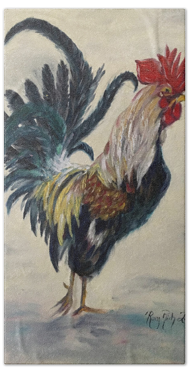 Rooster Beach Towel featuring the painting Boss by Roxy Rich