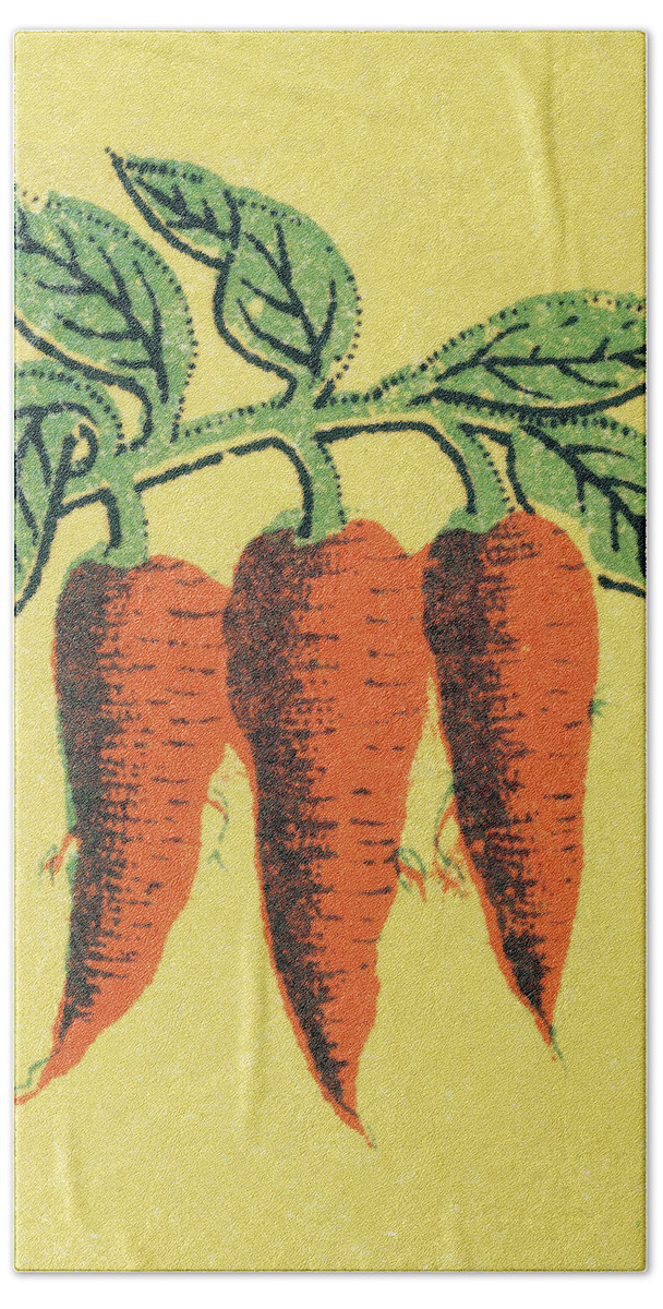 Campy Beach Towel featuring the drawing Carrots #1 by CSA Images