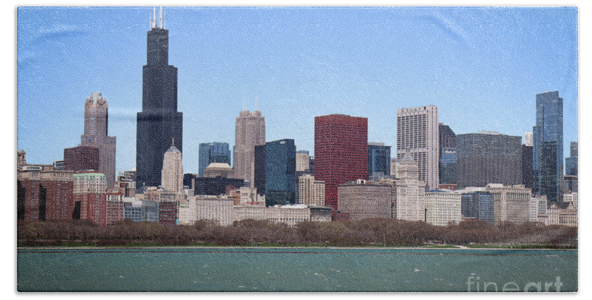 Chicago Beach Towel featuring the photograph Chicago Skyline by Veronica Batterson