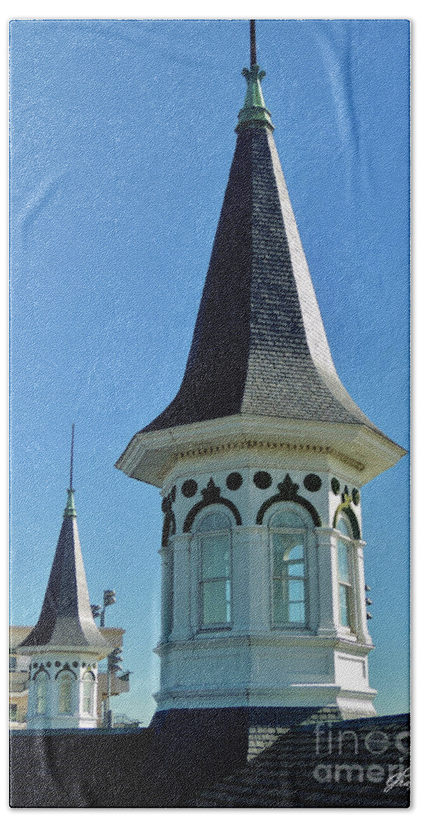 Churchill Downs Beach Towel featuring the photograph Churchill Downs Twin Spires 2 by CAC Graphics