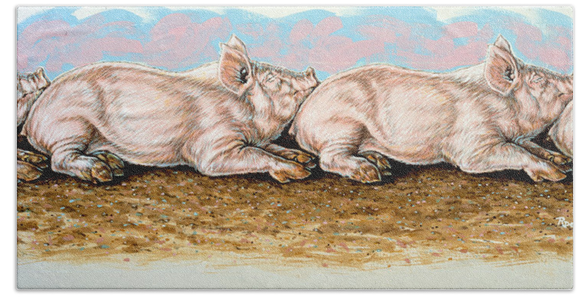 Pigs Beach Towel featuring the painting Daisy Chain #1 by Richard De Wolfe