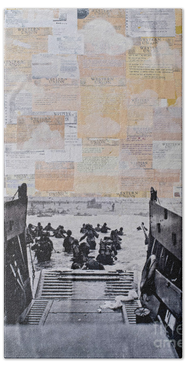 Dday Beach Towel featuring the mixed media Operation Overlord by SORROW Gallery