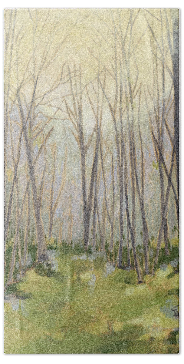 Landscapes Beach Towel featuring the painting Delicate Forest II #1 by Megan Meagher