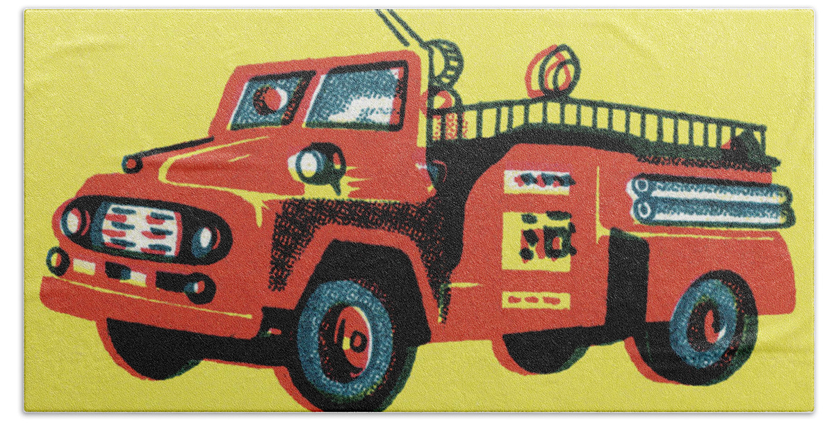 Automotive Beach Towel featuring the drawing Fire Truck #1 by CSA Images