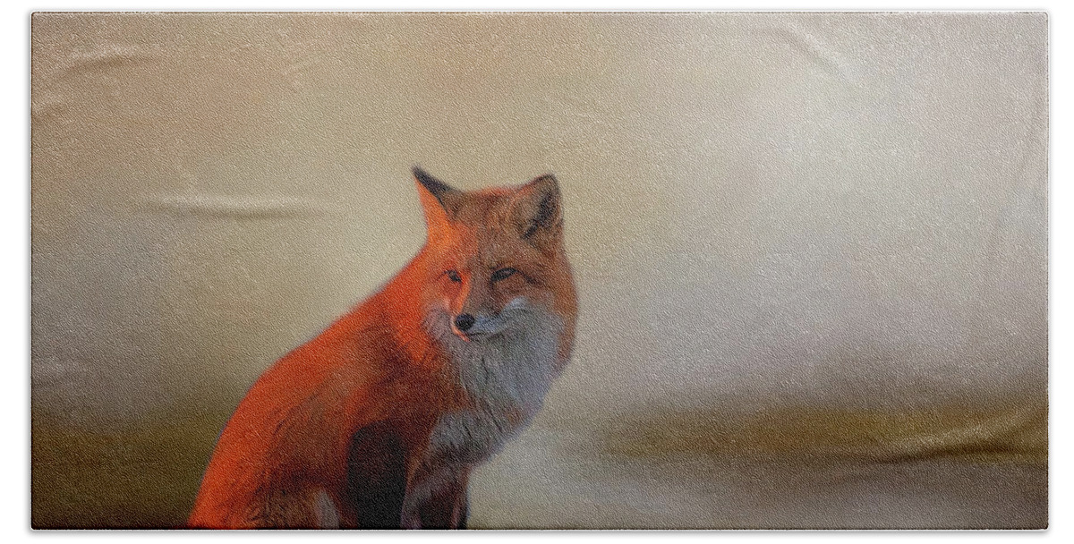 Fox Beach Sheet featuring the photograph Foxy #1 by Cathy Kovarik