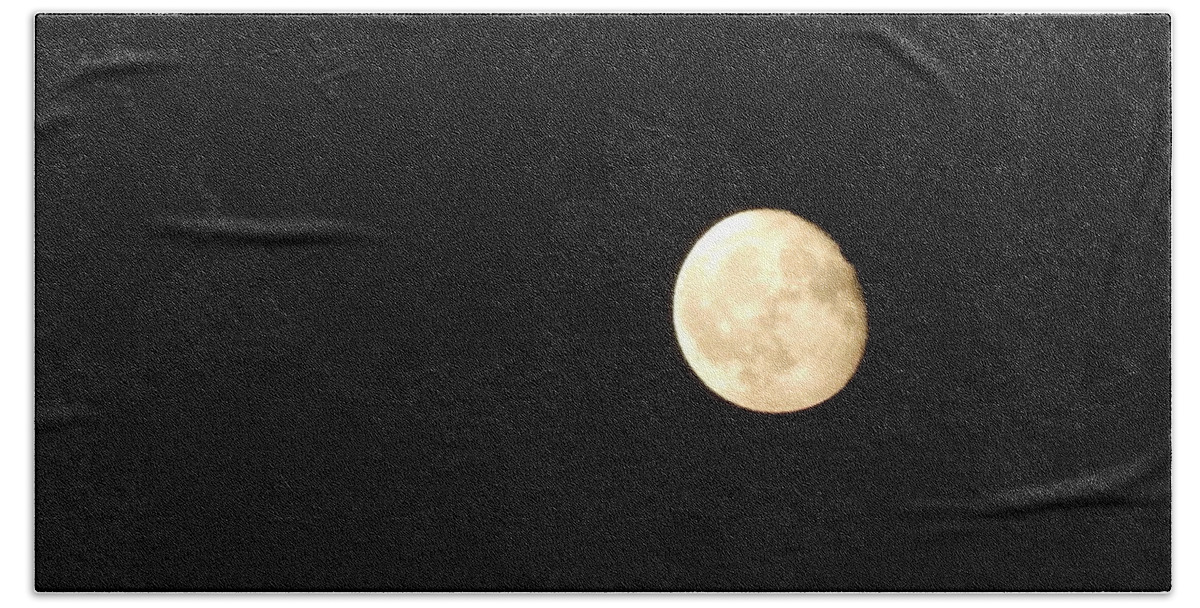 Moon Beach Towel featuring the photograph Full moon at night in the city shining bright #1 by Oleg Prokopenko
