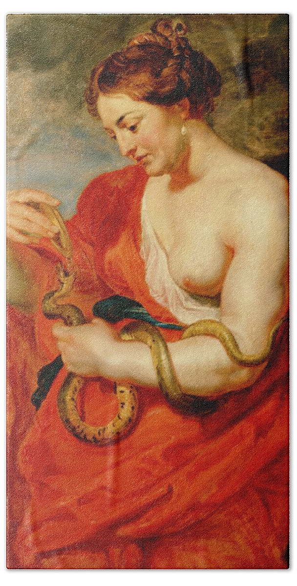 Hygeia Beach Towel featuring the painting Hygeia, Goddess Of Health by Peter Paul Rubens