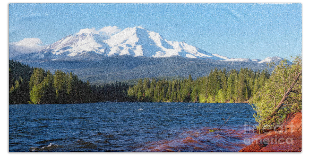 Mt Shasta Beach Towel featuring the photograph Lake Siskiyou and Mt Shasta #1 by Ken Brown