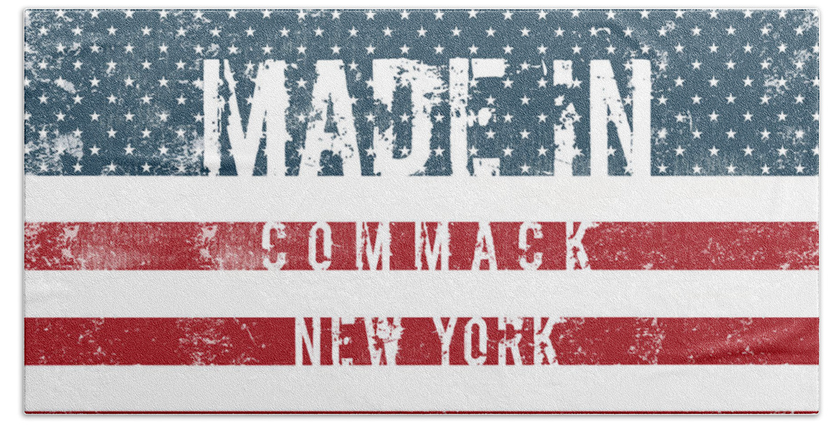Commack Beach Towel featuring the digital art Made in Commack, New York #1 by Tinto Designs