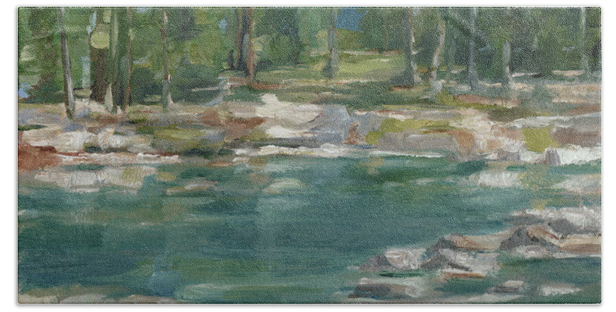 Landscapes & Seascapes+lakes & Rivers Beach Towel featuring the painting Northwestern Lake I #1 by Ethan Harper