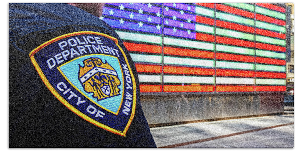 Above Beach Towel featuring the photograph Nypd #1 by Bill Chizek