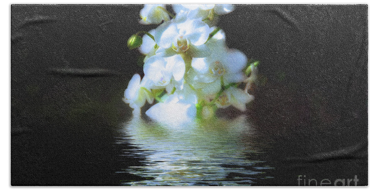 Orchids Beach Sheet featuring the photograph Orchid Reflection #1 by Elaine Manley
