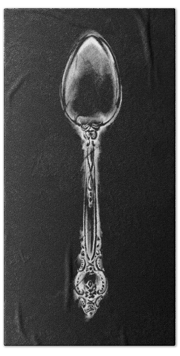 Kitchen Beach Towel featuring the painting Ornate Cutlery On Black II #1 by Ethan Harper