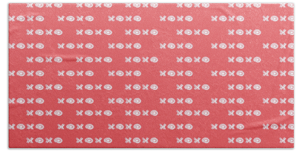 Repeating Pattern Beach Towel featuring the digital art Red Xoxo by Ashley Rice