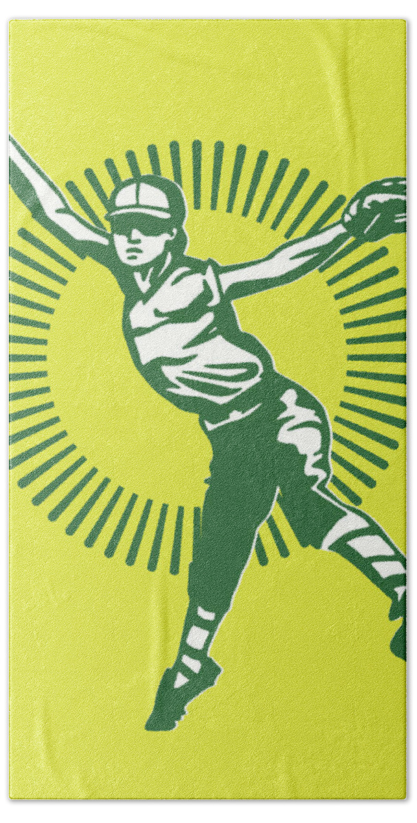 Agile Beach Towel featuring the drawing Softball Pitcher #1 by CSA Images