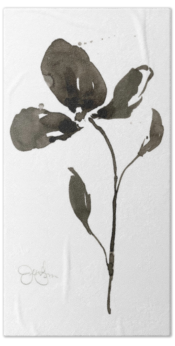 Botanical Beach Towel featuring the painting Solitary Sumi-e II #1 by Jennifer Goldberger