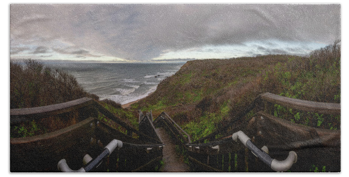 Mohegan Bluffs Beach Sheet featuring the photograph Stairs To Bliss #1 by Michael Ver Sprill
